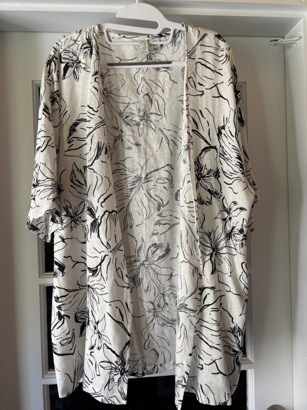 Joie Black and White Floral Open Kimono